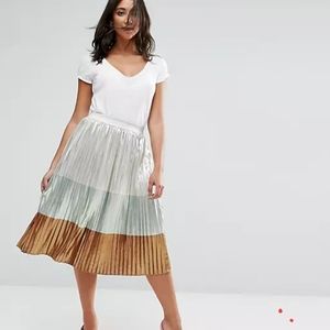 Zara Pleated Silver to Gold Ombre Skirt
